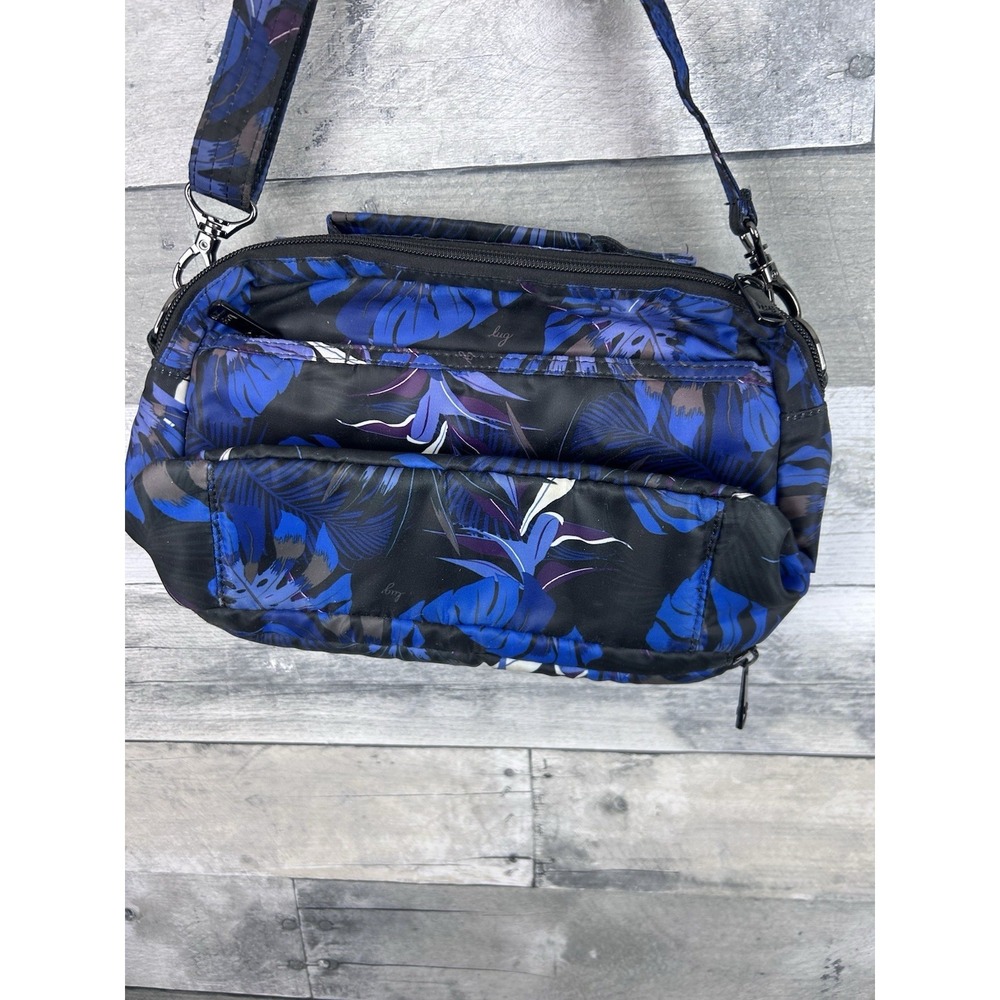 Lug Scoop crossbody (blue, purple, black) Botanical Floral - Picture 2 of 9